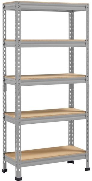 Yaheetech Standregal, Schwerlastregal Lagerregale Kellerregal, 5 verstellbare Ablagen, Stahl Hellgrau, 150 x 30 x 70 cm