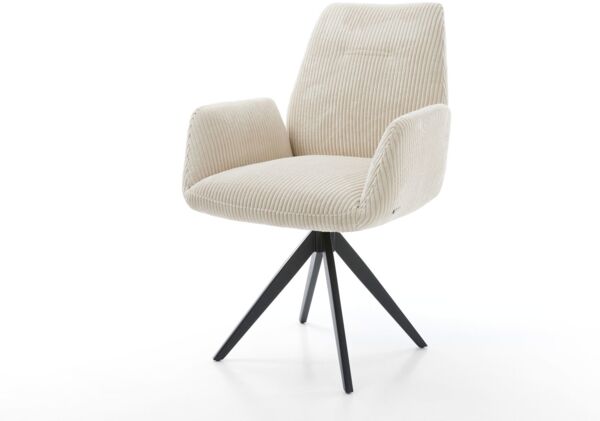 Esszimmerstuhl Zoa-Flex Cord Beige Kreuzgestell kantig Schwarz Taschenfederkern