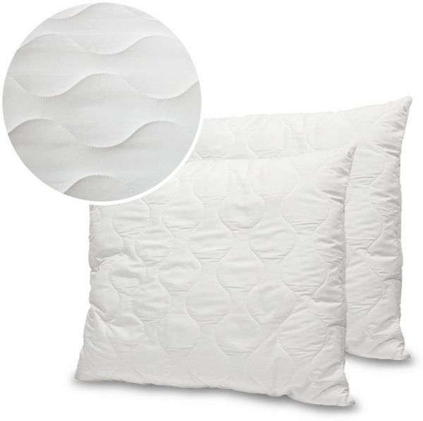 KingMatratzen Kopfkissen 2er Set Gesteppen Kopfkissen 40-80x80 cm Weiß Polyester-Mikrofaser