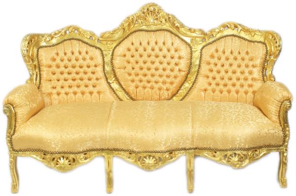 Casa Padrino Barock 3-er Sofa "King" Gold Muster / Gold - Möbel Barock