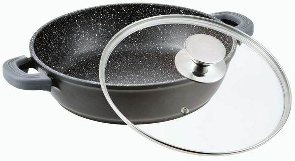 40 cm Bräter Bratpfanne Servierpfanne Schmorpfanne Induktion Glasdeckel Kasserolle Bild 2