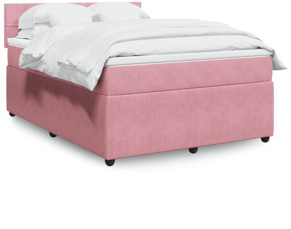 vidaXL Boxspringbett mit Matratze Rosa 160x200 cm Samt 3287787