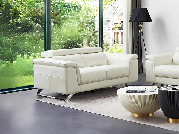 Vente-unique - BREYT Sofa Leder Weiß - B 108 cm x H 77 cm x L 170 cm