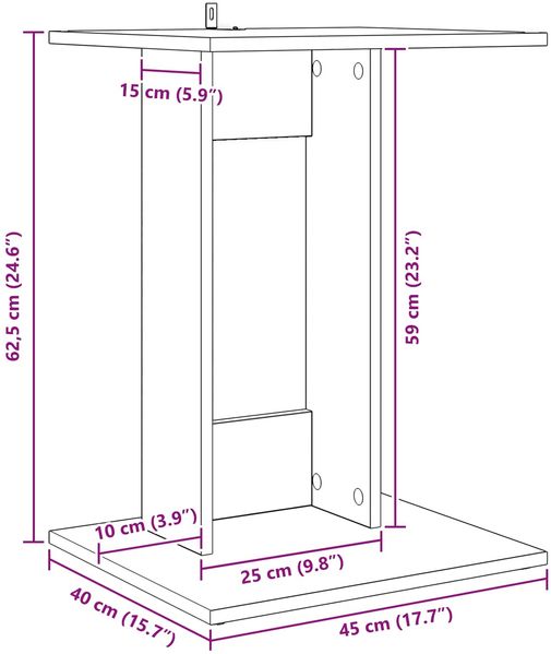 vidaXL Beistelltisch, Holz Beton Grau, 45 x 40 x 62,5 cm Bild 12