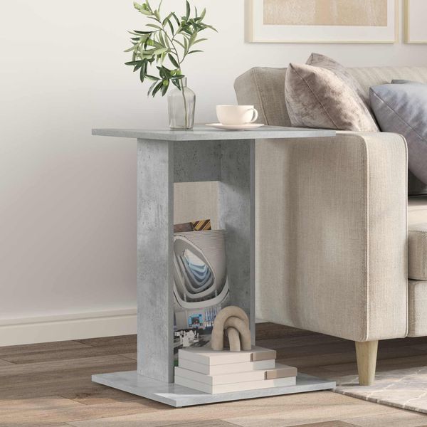 vidaXL Beistelltisch, Holz Beton Grau, 45 x 40 x 62,5 cm