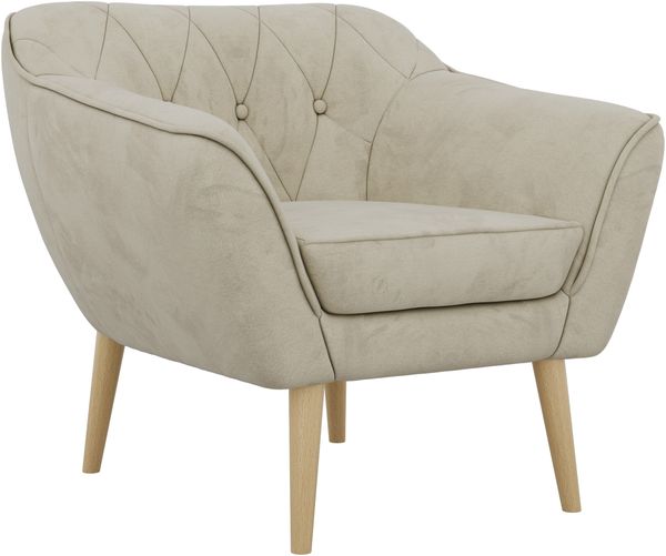 Polstersessel PIRS 1 skandinavischer Design 1-Sitzer, Sessel mit Wellenfederung, Buche Füße, Einzelsessel, Hoher Sitzkomfort - Beige Velvet Bild 6