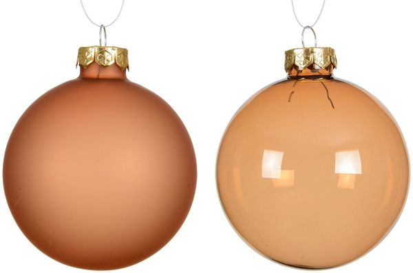 Kaemingk Weihnachtsbaumkugel, Weihnachtskugeln Glas 8cm 4 Stück - Brandy transparent