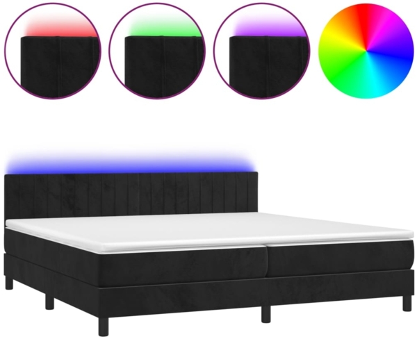 vidaXL Boxspringbett mit Matratze & LED Schwarz 200x200 cm Samt 3134545