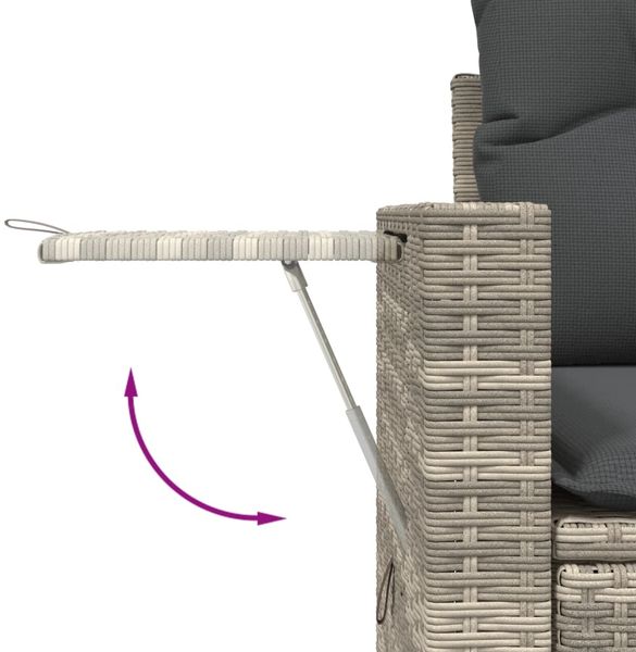 vidaXL 7-tlg. Garten-Sofagarnitur mit Kissen Hellgrau Poly Rattan 3220501 Bild 8