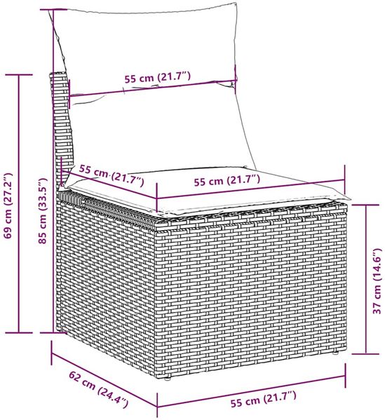 vidaXL 7-tlg. Garten-Sofagarnitur mit Kissen Hellgrau Poly Rattan 3220501 Bild 12
