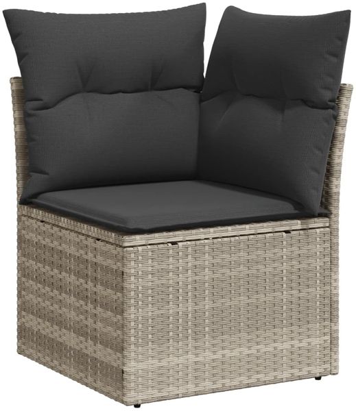 vidaXL 7-tlg. Garten-Sofagarnitur mit Kissen Hellgrau Poly Rattan 3220501 Bild 6
