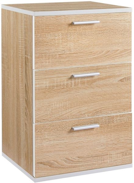 Yaheetech Nachttisch Nachtschrank Boxspringbett Nachtkommode mit 3 Schubladen Metallgriffe Beistelltisch Schubladenschrank, 35 x 40 x 60 cm