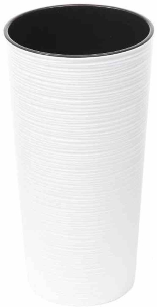 Pflanzgefäß LOCON, weiß Rillenoptik, Ø 25 x 46,5 cm Kunststoffgefäß mit Einsatz