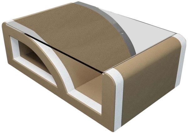 Couchtisch Palermo - Kunstleder - sandbeige-weiß