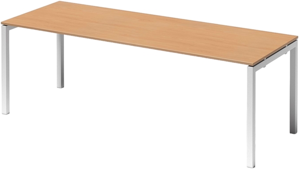Bisley Cito Schreibtisch 220x80 cm, Tischplatte in Buche, U-Gestell in Weiß - Bürotisch & Computertisch, PC Tisch für's Büro, Arbeitshöhe: 74 cm, DUF2208-BC-396