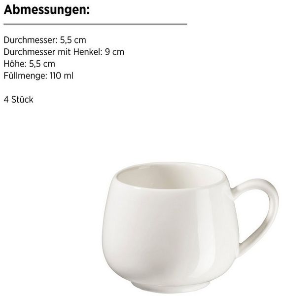MÄSER Espressotasse Taya, 4-tlg, Porzellan