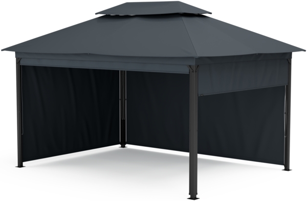 Blumfeldt Grandezza Cortina Pavillon 3x4 – Stahlrahmen, Aufrollbare Seitenteile, Wetterfest & UV-Schutz, Gartenpavillon Beige