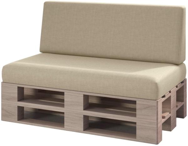 sunnypillow Palettenkissen mit abnehmbarem Bezug Kaltschaum Palettenauflage Palettenpolster Palettensofa Sitzkissen Rückenlehne Indoor Outdoor 2er Set 120x80 Cremefarben
