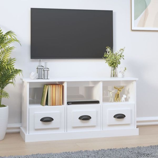vidaXL TV-Schrank Hochglanz-Weiß 100x35x50 cm Holzwerkstoff 816290