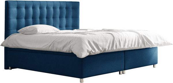 99rooms Riverside Boxspringbett Strukturstoff 200x200 cm Dunkelblau Bild 3
