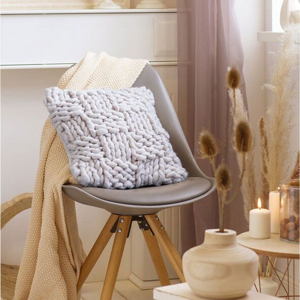 Home-trends24. de Kissenhülle Kissenbezug Kissenhülle Deko Kissen Creme Hülle Bezug Strick Beige