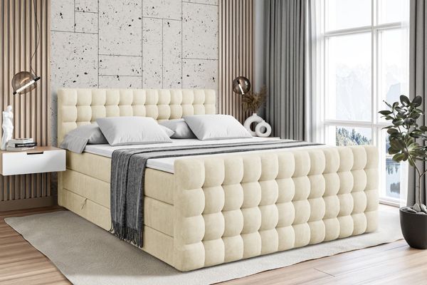 ALTDECOR Boxspringbett VIONE-Z KING (mit Matratze und Lattenrost Topper Polsterbett mit Bettkasten Boxbett), H4 Multipocket, H3 Bonellfederung, Doppelbett Springboxbett