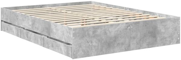 vidaXL Bettrahmen mit Kopfteil Beton Grau 150 x 200 cm Ingenieurs Holz 3409450 Bild 6