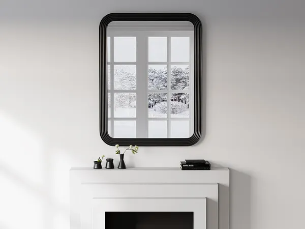 Vente-unique - JIMIA Spiegel Holz, Platte Schwarz - B 4 cm x H 110 cm x L 85 cm