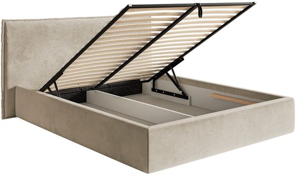 Selsey 'Softie ' Polsterbett 160×200 mit Bettkasten und Lattenrost, Velours, beige Bild 4