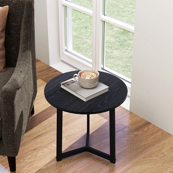 Couchtisch Set 2er rund schwarz nesting ineinanderschiebbar Stahlgestell Spanplatte