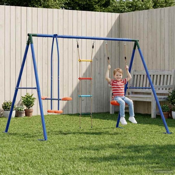 vidaXL Outdoor Schaukelset Mehrfarbig 263 x 185 x 185 cm Stahl und PE 3429826
