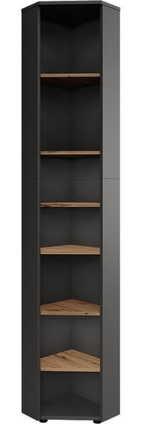 Eckhochschrank Irma Anthrazit/Goldkraft Eiche 33 x 192 cm 7 Fächer Vicco