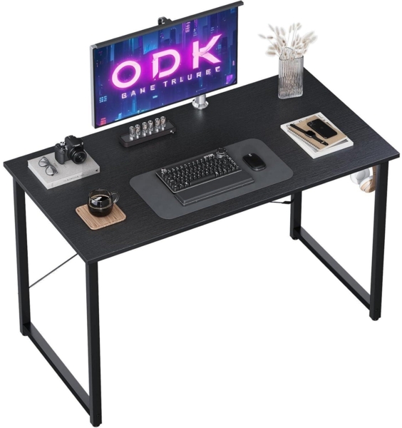 ODK Klein Schreibtisch Schwarz 100×48×74cm Computertisch Bürotisch mit