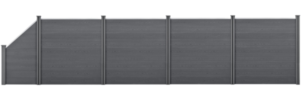 WPC Gartenzaun mit Schrägelement 183x799 cm grau [neu. holz]