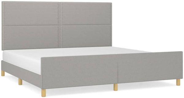 Bettgestell mit Kopfteil Hellgrau 200x200 cm Stoff [3125000] Bild 2