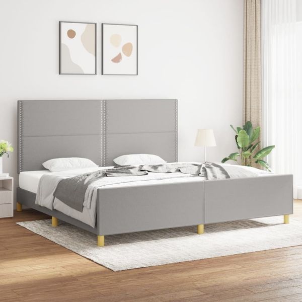 Bettgestell mit Kopfteil Hellgrau 200x200 cm Stoff [3125000]