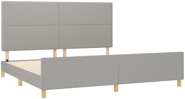 Bettgestell mit Kopfteil Hellgrau 200x200 cm Stoff [3125000] Bild 4