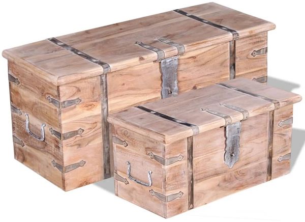 vidaXL Zweiteiliges Aufbewahrungstruhen Set Akazienholz 244054