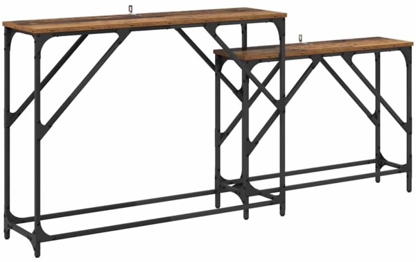 vidaXL Konsolentisch 2 pcs Altholz 100 x 28 x 75 cm Holzwerkstoff 882886