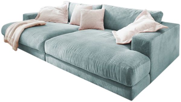 KAWOLA Big Sofa MADELINE Cord hellblau 85 x 170 x 290 cm Bild 3
