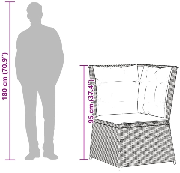 vidaXL Garten-Ecksofa mit Kissen Beige Poly Rattan 368986 Bild 8