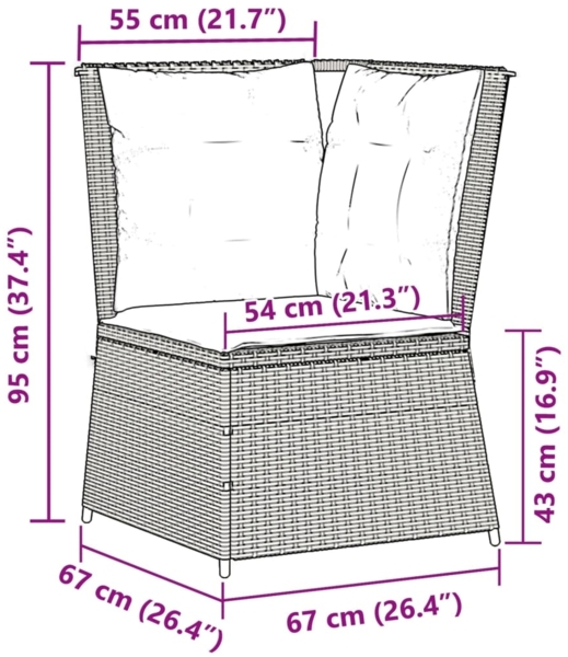 vidaXL Garten-Ecksofa mit Kissen Beige Poly Rattan 368986 Bild 7