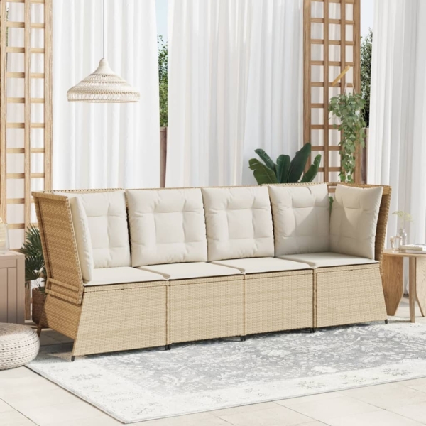 vidaXL Garten-Ecksofa mit Kissen Beige Poly Rattan 368986 Bild 2