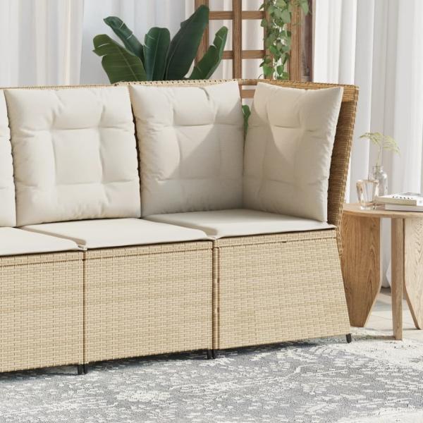 vidaXL Garten-Ecksofa mit Kissen Beige Poly Rattan 368986