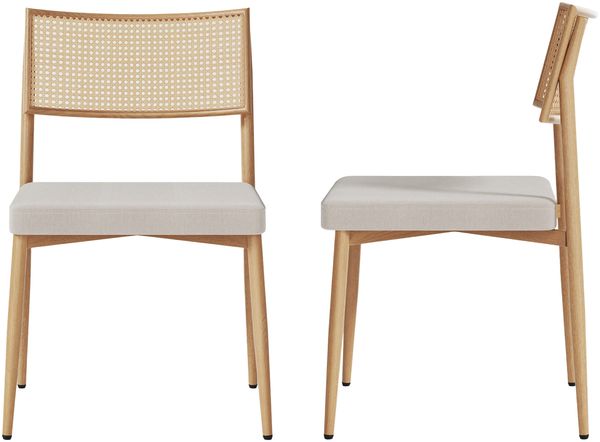Esszimmerstuhl Jördfjok 2er Set Textil Rattanoptik/Beige [en. casa]