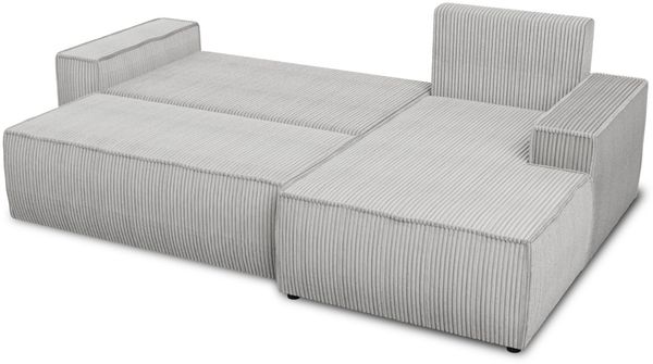 Ecksofa Totti L mit Schlaffunktion und Bettkasten - Cord Stoff - L-Form Couch, Polstersofa, Schlafsofa, Sofagarnitur (Schwarz (Poso 135) Seite: Rechts) Bild 3