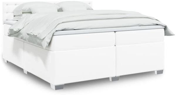 vidaXL Boxspringbett mit Matratze Weiß 200x200 cm Kunstleder 3286137