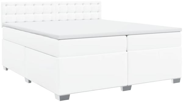 vidaXL Boxspringbett mit Matratze Weiß 200x200 cm Kunstleder 3286137