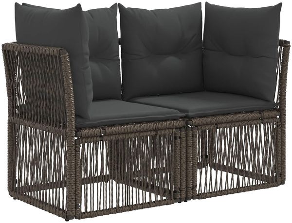 vidaXL Garten-Sofa 2-Sitzanzahl Grau Poly-Rattan 42026696