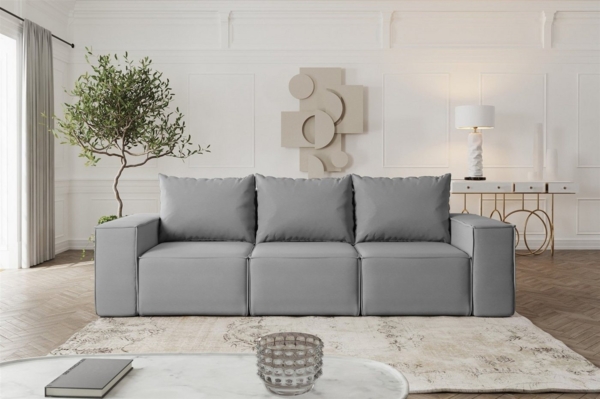 Sofa Designersofa ESTELLE 3-Sitzer mit Schlaffunktion in Stoff Opera Velvet Grau